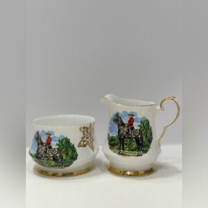 Royal Windsor The Royal Canadian Mounted Police Sugar Bowl & Creamer Bone China